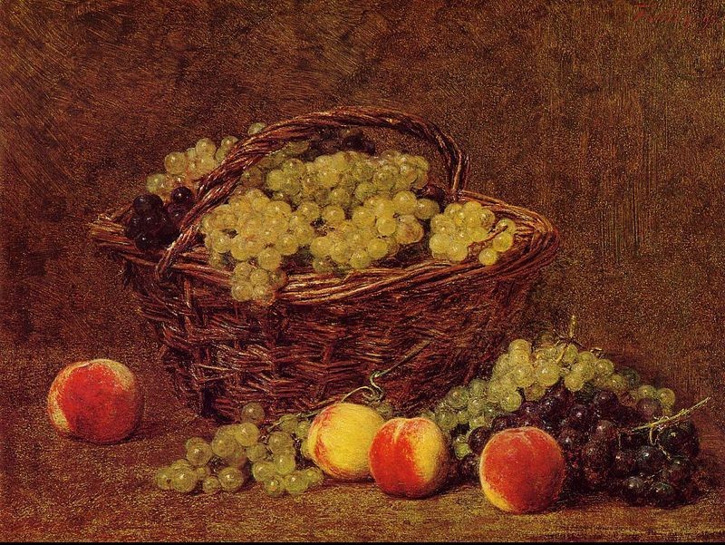 Henri Fantin-Latour Basket of White Grapes and Peaches